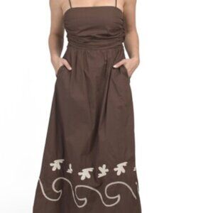 MON RENN Cocoa Mystique Waves Midi Dress